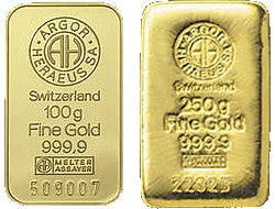 Argor Heraeus SA Švajčiarsko zlatá tehlička 100 gramov