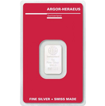 Argor Heraeus SA strieborná tehlička 5 gramov 