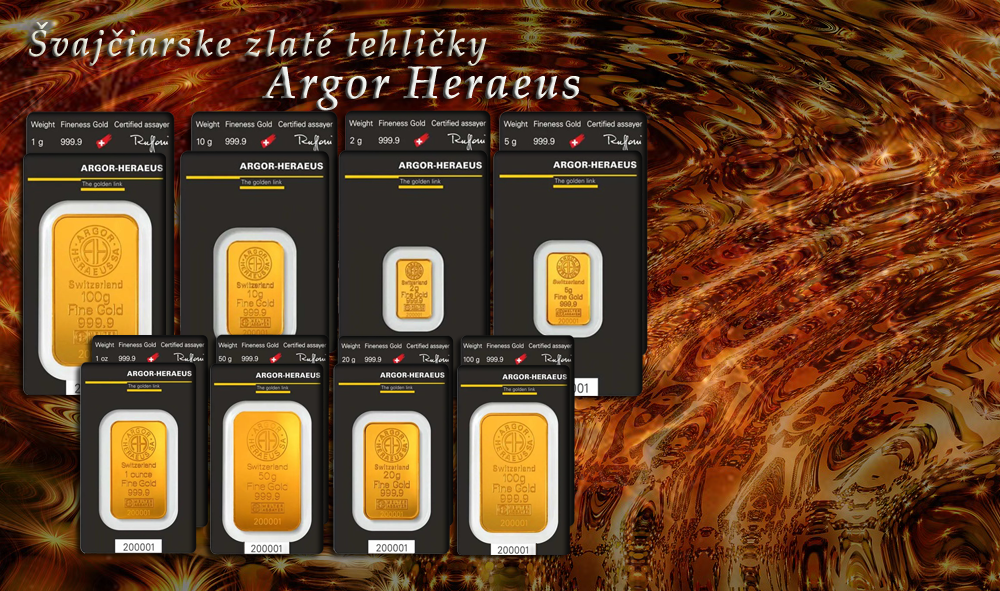 Švajčiarske zlaté tehličky Argor Heraeus